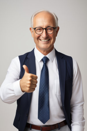 Smiling Thumbs Up Portrait of a Business Manの素材