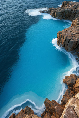 Coastal rocks and blue sea landscapeの素材