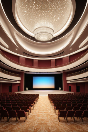Empty seats and stage in the theaterの素材