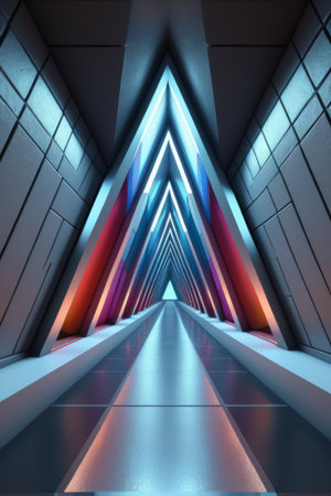 Futuristic luminous geometric channel sceneの素材