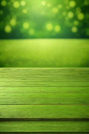 Green natural background wooden tabletopの素材