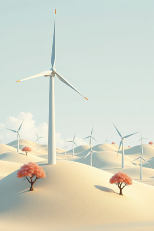 Wind turbine landscape in the desertの素材