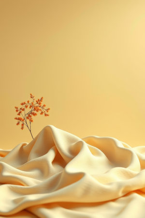 Still Life with Orange Flower Branches on Yellow Silkの素材