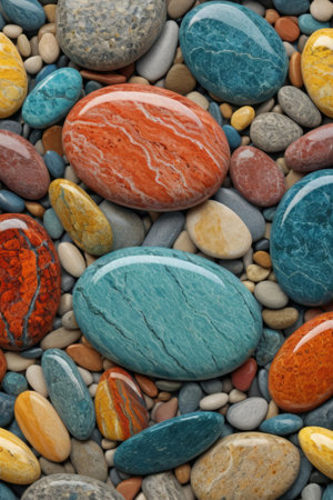 Colorful pebble close up materialの素材