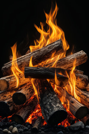 Close up of a burning bonfireの素材