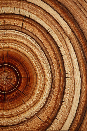 Close up of tree trunk cross section and growth ring textureの素材