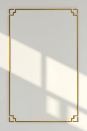 White wall gold decorative frame light and shadow effectの素材