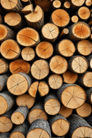 Stacked neatly cut woodの素材