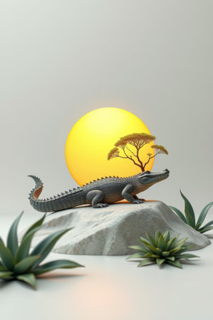 Crocodile ornaments and sunset viewsの素材
