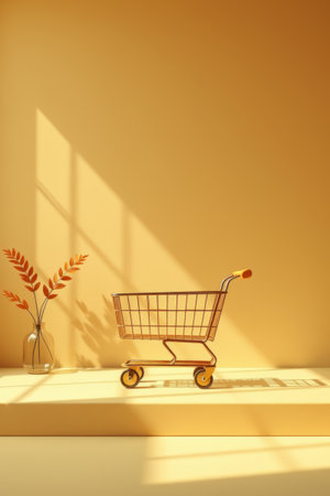 Shopping Cart and Vase Still Life in the Sunの素材