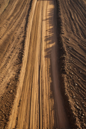 Aerial photography of dirt roads and shadowsの素材