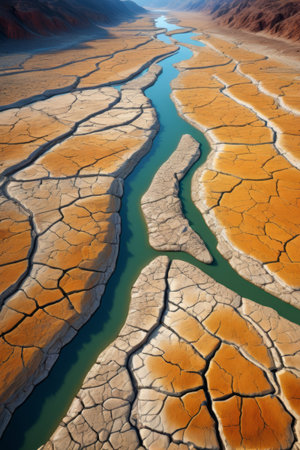 Dry riverbed in Death Valley National Park, California, USAの素材