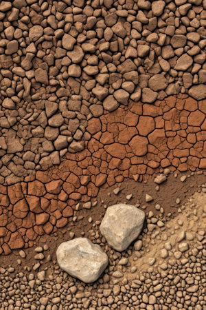 Dry soil texture with rocks. Abstract background and texture for design.の素材