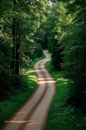 Winding country roads in the forestの素材