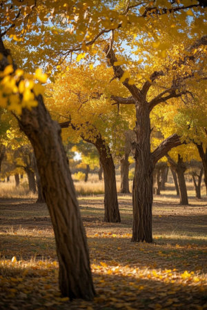 Autumn Poplar Forest Natural Sceneryの素材
