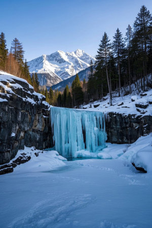 Icefall landscape at the foot of the snow mountainの素材