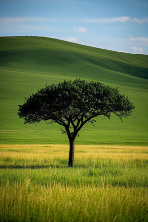 Lonely trees on the grasslandの素材