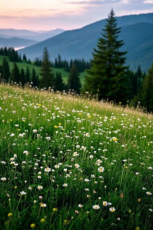 Mountain meadow wildflower natural sceneryの素材