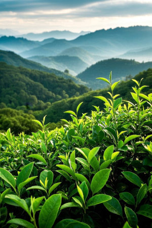 Close up of natural scenery of Tea Mountainの素材