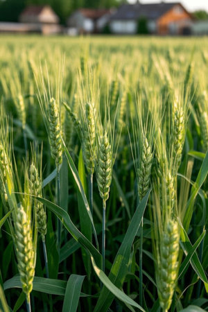 Mature wheat grown in the fieldの素材