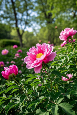 Pink peonies in bloomの素材