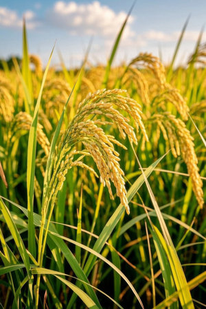 Mature golden rice fieldsの素材
