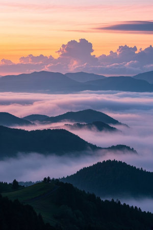 Mountain sea of clouds and sunrise sceneryの素材