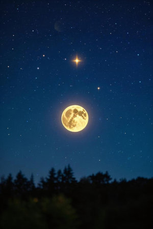 Bright moon and starry skyの素材