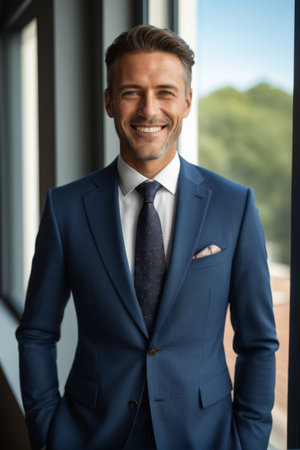 Smiling businessman in suitの素材