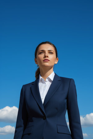 Outdoor portrait of a woman in a suitの素材