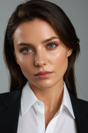 Close up of a bust of a working womanの素材