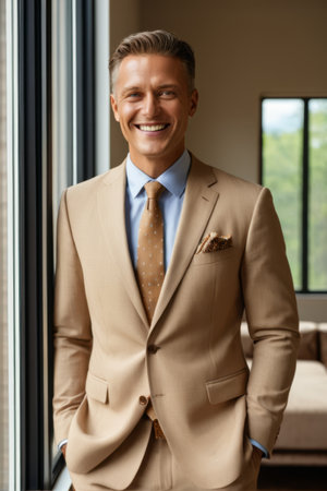 Smiling businessman in suitの素材