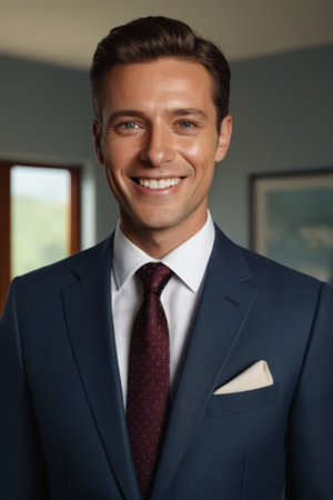 Smiling businessman in suitの素材