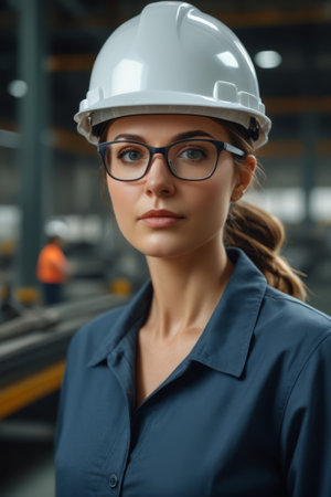 Portrait of female factory engineers at workの素材