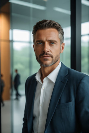 Portrait of a business man in an officeの素材