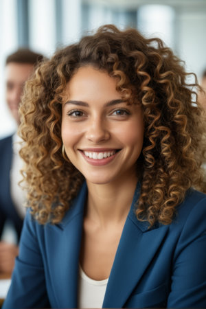 Smiling businesswoman business scene photosの素材