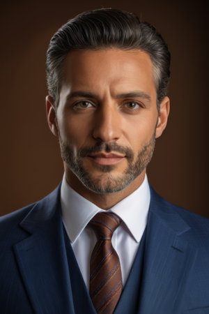 Front portrait of a man in a suitの素材