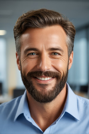 Close up of a business man smilingの素材