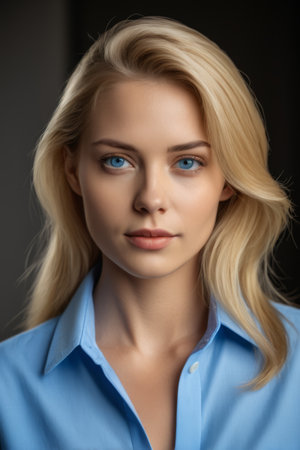 Close up portrait of blonde woman in professional dressの素材