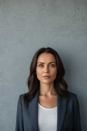 Front portrait of a working womanの素材