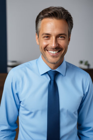 Smiling business man in shirt and tieの素材