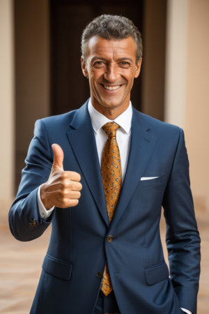 Suit men give thumbs upの素材