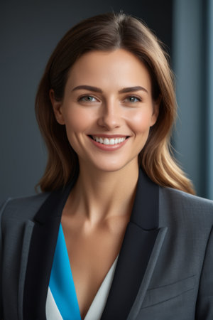 Close up of smiling businesswoman portraitの素材