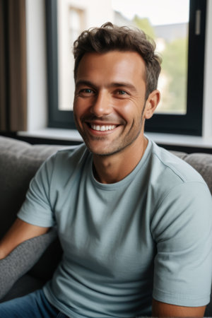 Portrait of Smiling Man Indoor Casualの素材