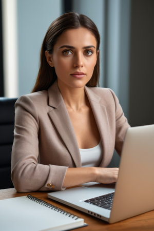 Office women focus on using laptopsの素材