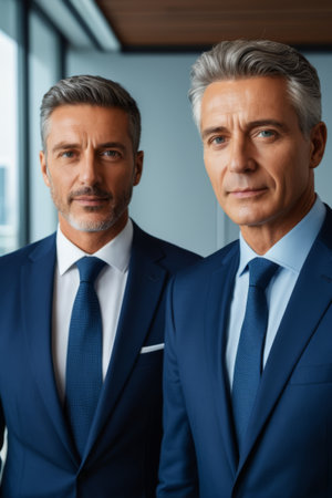 Portraits of two business people in suitsの素材