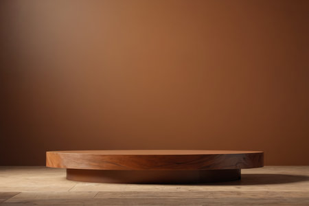 Wooden display stand with brown backgroundの素材