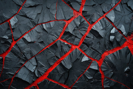 Surface cracks and red lava scenesの素材
