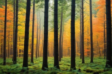 Autumn forest natural landscapeの素材