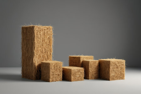 Multi size straw stack still life materialの素材